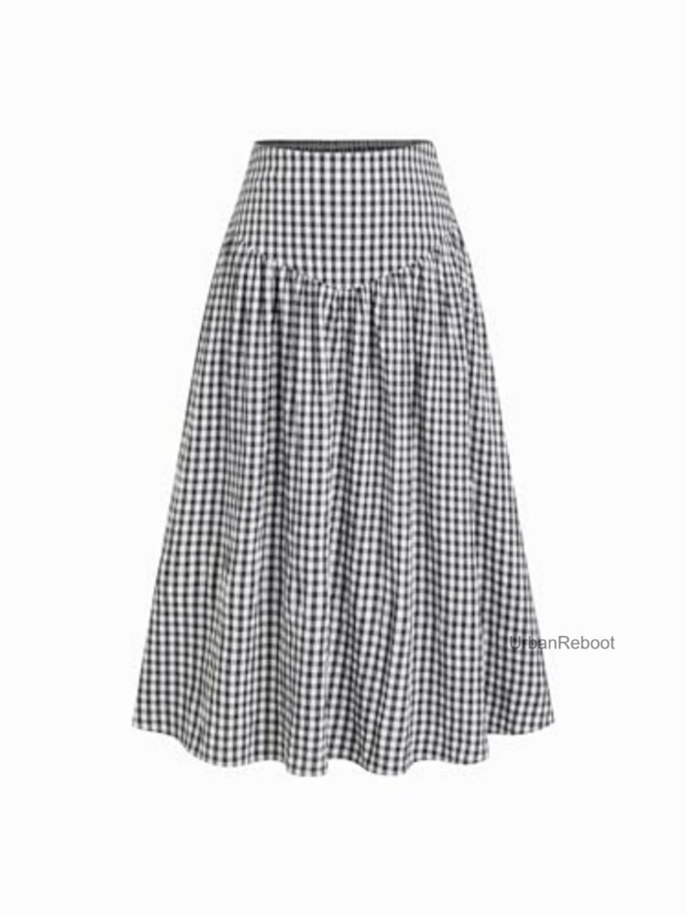 Women's High Waist A-Line Plaid Maxi Skirt Gingham Long Midi Skirt